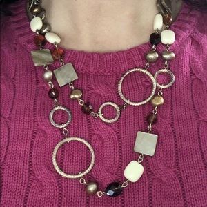 Vintage Lia Sophia Long Beaded Gold Tone Necklace